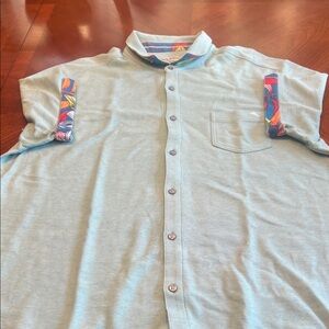Tommy Bahama Light Blue Polo Shirt with Colorful Accents
